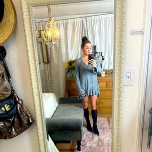 Free People light grey light weight cotton blend tunic dress size large